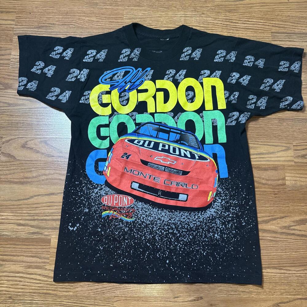 VTG 1995 Jeff Gordon Nascar Going Gone AOP Black T-Shirt M Double Sided Graphic